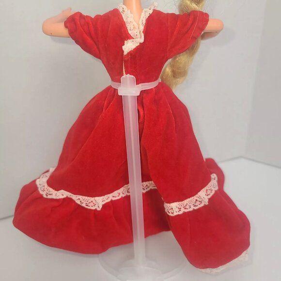 Lucky Inc. Brand Vintage Red Velvet Barbie Doll Sized Dress - Picture 2 of 7
